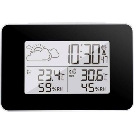 Station Météo - Réveil Avec Fonction Snooze - Prévisions Météo 8 Heures - Mesure Humidité 20-95 % HR - Enregistrement Min/Max Temp Et Humidité - 1 Pièce (1/4)