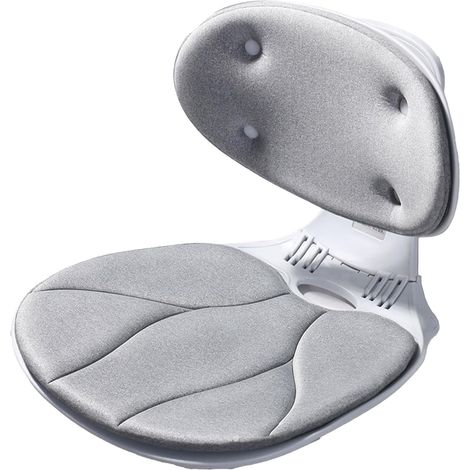 Asiento portátil para gradas, con respaldo, asiento funcional sin patas, cojín plegable con soporte lumbar (Gris).