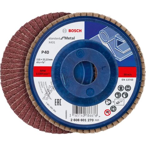 Bosch  Fächerschleifscheibe  X431  Standard  for  Metal  gerade  115  mm  40  Kunststoff  -  2608601270 (1/2)