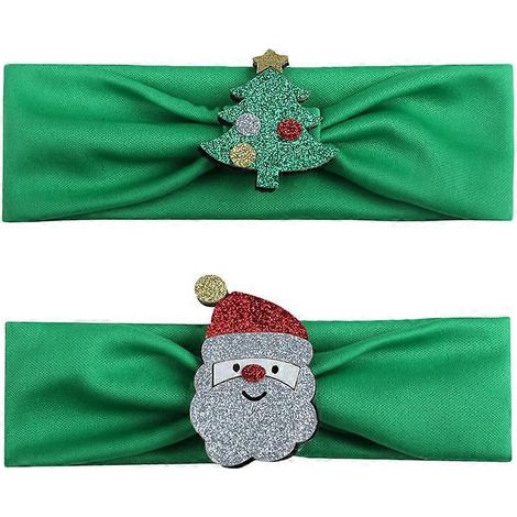 Lot de 2 bandeaux de Noël pour bébé, adorables bandeaux pour cheveux, foulards et coiffes pour enfants, nourrissons et petites filles (vert)-2pcs-Green (1/2)