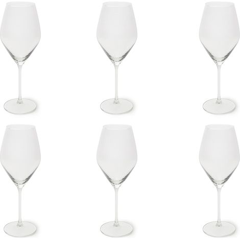 Lot de 6 verres à vin transparents, verre soufflé, capacité 470 ml. (1/2)