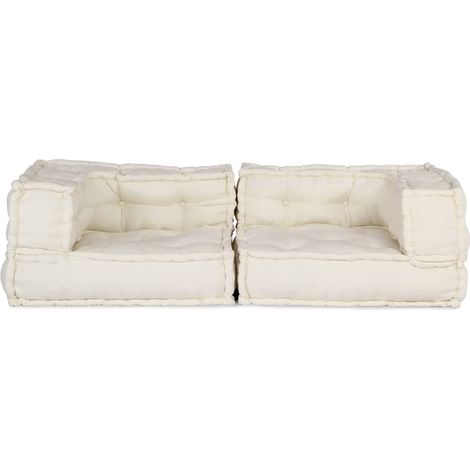 Canapé modulaire 2 places crème 140x70x36 tissu CFW608918 (1/5)