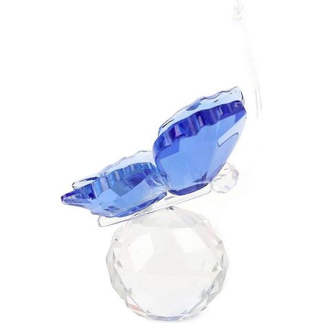Ornement papillon en verre cristal, statue papillon en cristal avec socle en cristal, idéal pour la décoration de bureau à domicile (5-e-0) (1/2)