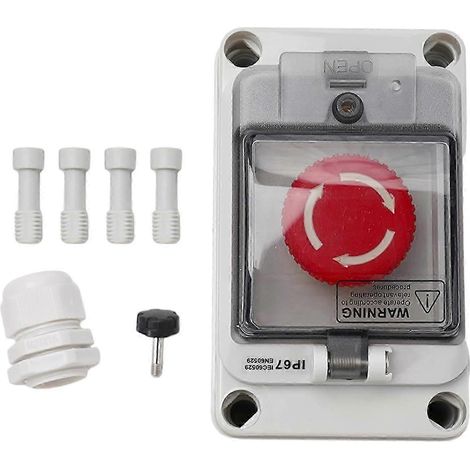 Bouton d'arrêt d'urgence avec couvercle de protection, interrupteurs d'arrêt d'urgence avec boîtier, boîtier de bouton-poussoir, interrupteur à bouton-poussoir d'arrêt d'urgence avec boîtier - interru (1/5)