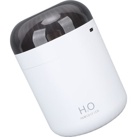 Mini humidificateur avec lumière colorée, 500 ml, alimentation USB, fonctionnement silencieux, brumisateur, idéal pour la voiture, la chambre, le bureau et les voyages (blanc). (1/5)