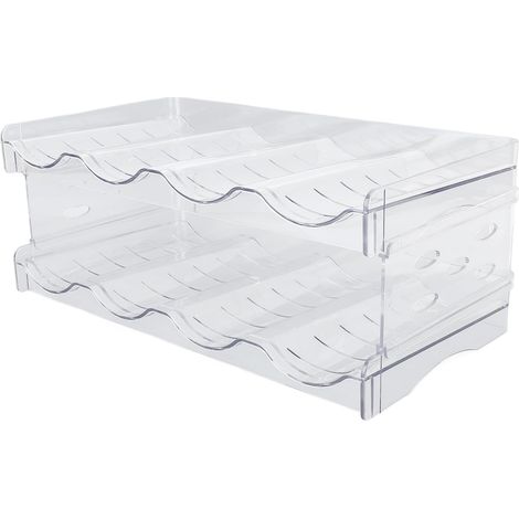 Porte-Bouteille en Verre de Vin, Organisateur de Bouteille d'eau Empilable Double Couche Support de Rangement de Tasse de Bureau en Plastique Transparent pour Armoire de (4 Bottles per Shelf) (1/5)