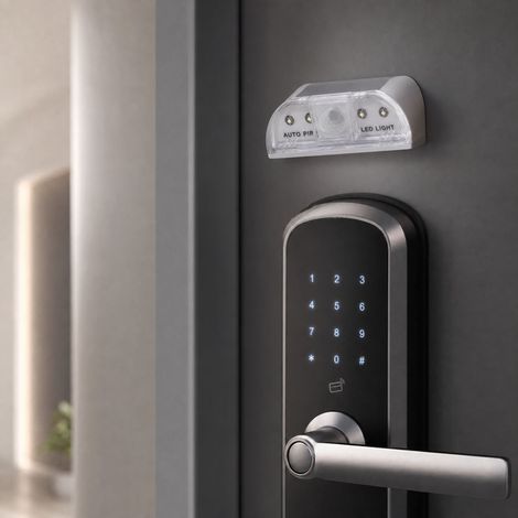 Luce LED con sensore di movimento per serratura, illuminazione automatica PIR per porte, corridoi e armadi, compatta 81x46mm (1/4)