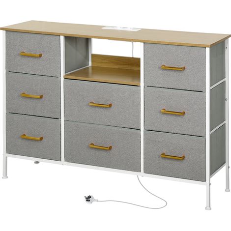 Station de charge USB-C 8 tiroirs tiroirs en tissu finition borreguito synthétique gris