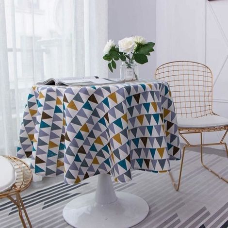 Round Tablecloth - 120 cm - Linen Cotton - Stain-Resistant - Wrinkle-Free - Yellow