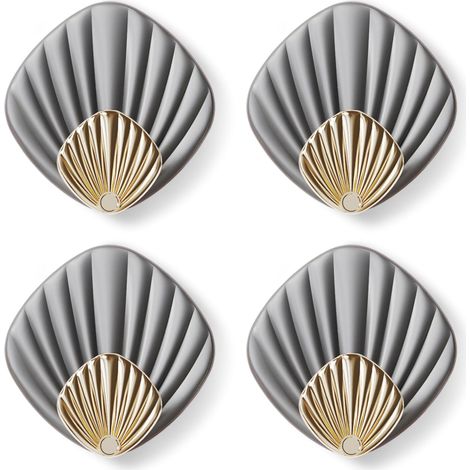 Lot de 4 Crochets Adhésifs Muraux Coquillage Gris - Autocollants Modernes pour Salle de Bain, Cuisine et Porte-Manteau