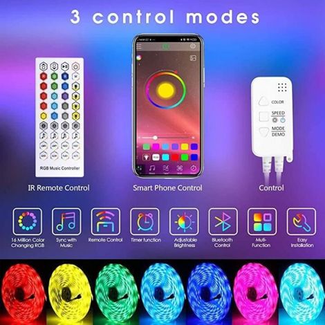Ruban LED - 15 M - Bluetooth - RGB - Télécommande Incluse (1/4)