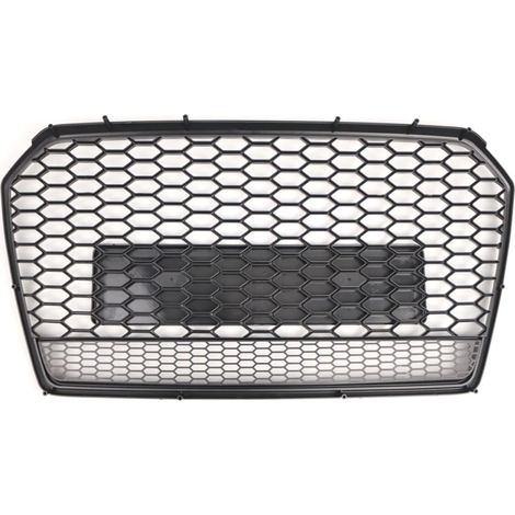 Grille de protection radiateur nid d’abeille pour Audi A6 C7 Facelift (2016–2018) – Remplacement sport pare-chocs avant – ABS robuste – Finition noir brillant – Compatible 4G0853651AG/AE – Couleur : N