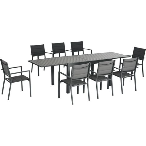 Table de Jardin Extensible 163x80cm pour 6-10 Personnes - Aluminium Antirouille, Imputrescible et Facile à Nettoyer - Design à Rallonge Compact Résistant aux Intempéries (1/5)