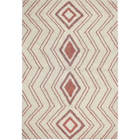 Tapis en Coton Beige et Rose 140 x 200 cm à Motif Texturé Touffeté à la Main Kastamonu (1/5)
