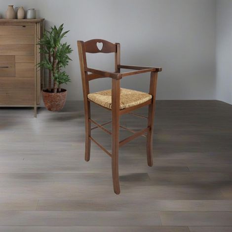 Sediolone bimbo in legno noce e seduta paglia 708 (1/5)