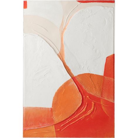 Tableau Déco "Cercles" 82x122cm Orange & Blanc Cassé (1/4)