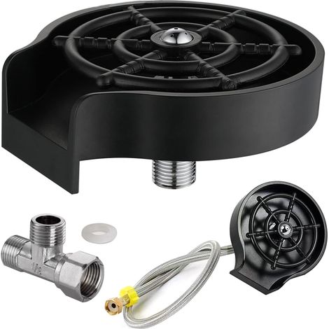 Lavabicchieri ad alta pressione per lavello da cucina, lavabicchieri in acciaio inox per lavello, lavabicchieri automatico per lavello domestico, ristorante, bar e caffetteria (nero) (1/5)