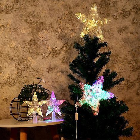 Topper De Sapin De Nol Toile Clairage Led Star Tree Topper, Star 5 Points Rgb Glow-in-the-dark Tree Topper (couleur) (1/4)