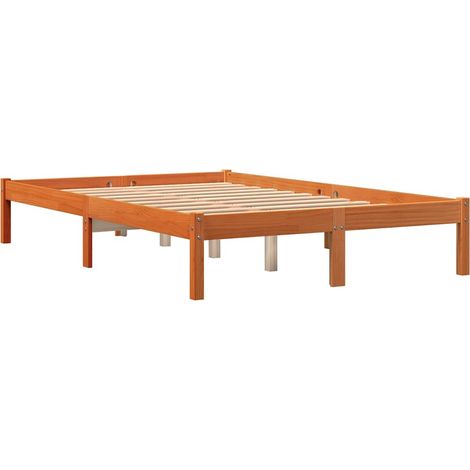 Cadre de lit sans matelas cire marron 140x200cm bois pin massif vidaXL (1/5)