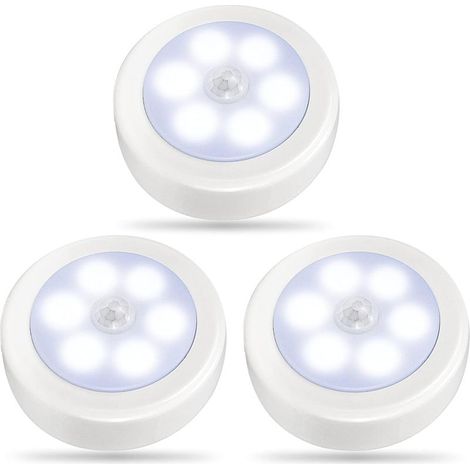 Bewegungsmelderleuchte – 25 Lumen – Betrieb mit 3 AAA-Batterien – Für Schrank, Treppenhaus, Flur, Garage – Kaltweiß – 3er-Pack (1/5)