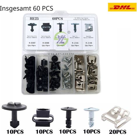 Kit De Fixation Pour Protection Moteur - Clips Et Colliers De Fixation Pour Couvercle Sous-Châssis - Compatible Audi A4 A5 B8 - 60 Pièces (1/5)