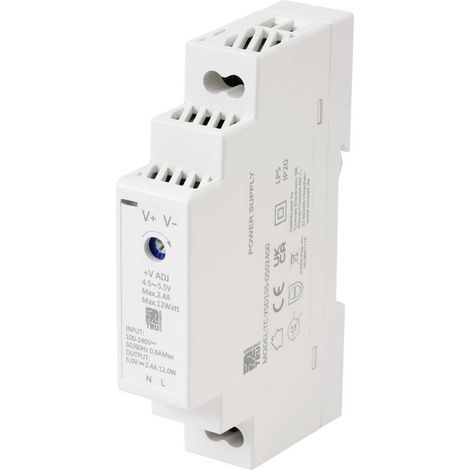 TRU COMPONENTS TC-13713360 Alimentatore per guida DIN Consumo (standby) 0.3 W 5 V/DC 2.4 A 12 W Num. uscite:1 x Contenu