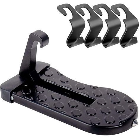 Foldable Car Door Pedal, Door Hook Pedal, Aluminum Alloy Foldable Roof Rack Step, with Safety Hammer, for Car Truck Caravan SUV (Load 180 Kg)