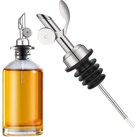 (Silver) Self-Reversing Alcohol Pourers, Stainless Steel Oil Pourer, Bottle Spouts[x3752] (1/4)