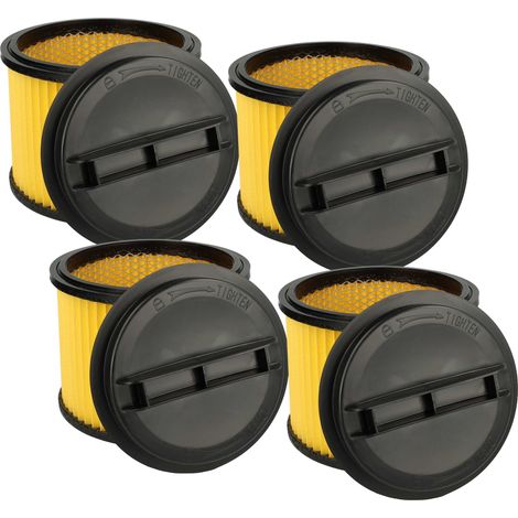 vhbw 4x filtro a pieghe piatte sostituisce Einhell 2342175, 23.511.13, 2342167, 23.424.25, 23.421.75, 23.421.67 per aspirapolvere - nero / giallo