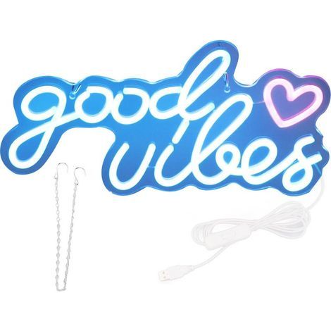 Enseigne au néon Good Vibes, lumière LED en acrylique, alimenté par USB, décoration murale suspendue pour Bar, fête, mariage, chambre à coucher (1/5)