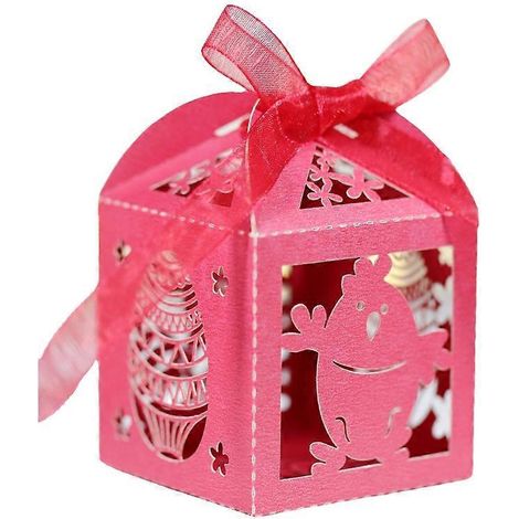 50 Stück Osterhasen-Geschenkboxen mit Schleifen, für Hochzeiten, Partys, Babypartys, Geburtstage, als Schokoladengeschenk und Gastgeschenk.