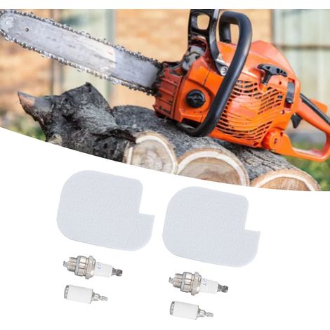 Kit d'entretien pour tronçonneuse McCULLOCH CS360T, CS400T et CS420T (2 pièces) : filtre à air, filtre à carburant et bougie d'allumage (1/5)