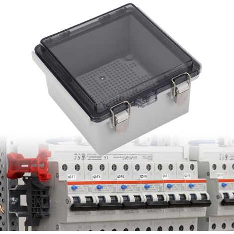 Boîte de jonction électrique 5,9×5,9×3,5 pouces, boîtier électrique étanche en plastique ABS, boîtier d'ingénierie générale extérieur, boîte de distribution avec couvercle transparent. (1/5)