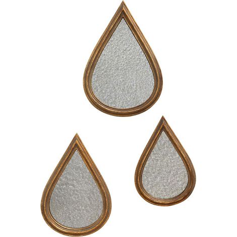 Ensemble 3 miroirs goutte d'or 17x25x2cm