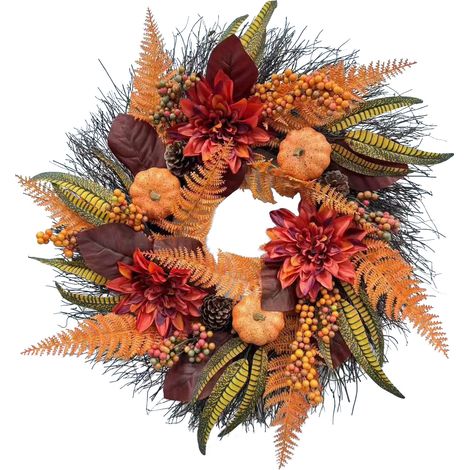 Couronne de Thanksgiving – Citrouilles d'Automne, Décoration de Porte et Mur – Alovez (1/5)