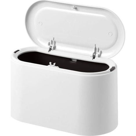 Poubelle de bureau avec couvercle à bouton, mini poubelle, petite poubelle design, boîte de rangement de bureau en plastique pour salle de bain et bureau 221113 cm (1/5)