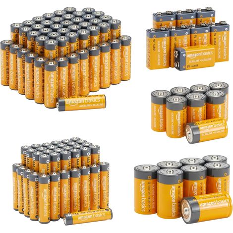 Lot de 108 piles alcalines, format super économique, 48 AA + 36 AAA + 8 C + 8 D + 8 9 V (1/5)