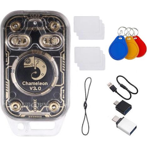 Lecteur de puces RFID Chameleon V3.0 125K 13,56M Copieur d'étiquettes IC ID NFC Lecture/écriture + 3 porte-clés UID + 3 cartes UID + 3 cartes CUID (1/5)