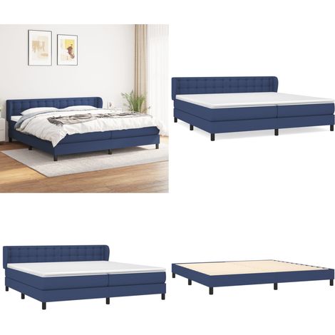 Boxspringbett mit Matratze Blau 200x200 cm Stoff - Boxspringbett - Doppelbett - Blau - Bettenrahmen - Lattenrost - Home & Living