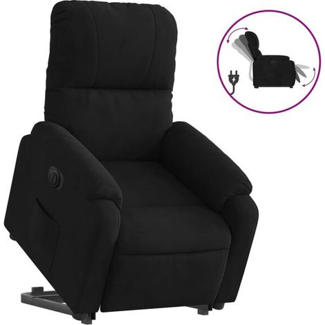 Chaise électrique réglable en noir avec dossier inclinable – Fauteuil relax en tissu microfibre pour salon ou bureau (1/5)