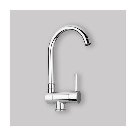 Paffoni – Mitigeur d'évier avec bec pivotant SK189CR – Finition chromée – Laiton – Aérateur M22x1 – Flexibles en acier inox 3/8" (1/5)