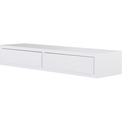 Mensola da Parete con 2 Cassetti 88,2x13,4x23,7 cm in Fibra di Legno Domino Maxi Bianco (1/5)