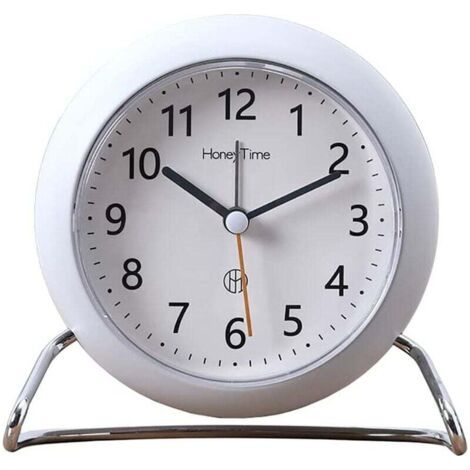 Uhr, 10 cm, runder Wecker, nicht tickend, batteriebetrieben, Lichtemissionsfunktion, superleiser Wecker, einfaches und elegantes Design für Büro/Schlafzimmer (Marineblau) – Marineblau