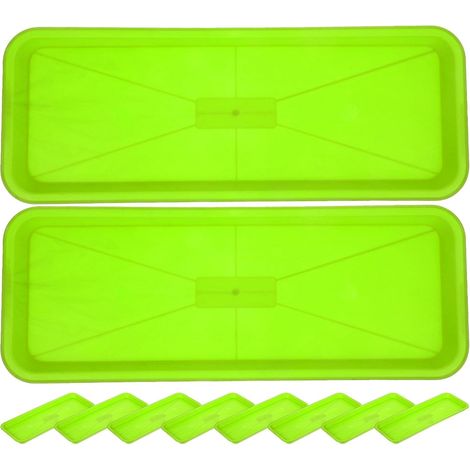 Plateau à Bonsaï Rectangulaire en Plastique PP Vert, Lot de 10 Pot Plastique pour Plantes, Soucoupes Réutilisables Résistantes à L’usure, pour Pots de Fleurs et Bonsaïs (1/5)
