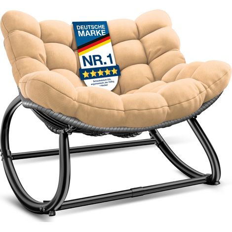 KESSER® Schaukelstuhl Indoor/Outdoor, bis 120 kg - XXL Chillexer, Beige (1/5)