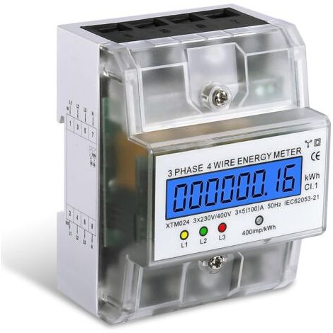 Compteur electrique Triphasé à 4 Fils, 230/400V 5-100A LCD Numérique Compteur Délectricité de la Consommation Électrique le Rail DIN, Pour Systèmes de Mesure de Puissance (1/5)