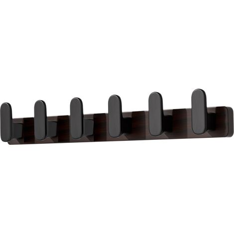 Patère en noyer sans trou, noire, 53 x 3,5 cm, 1 pièce Patère à fixer sur une porte, à fixer au mur, patère murale fixe