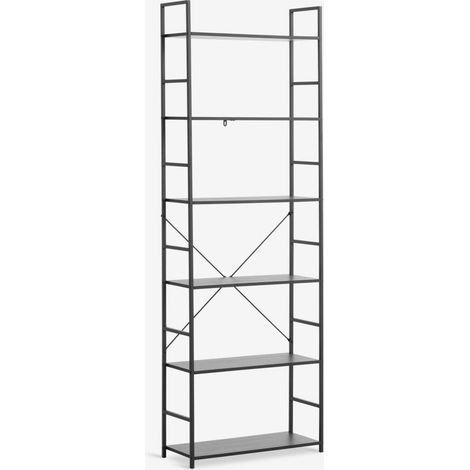 ORION91oficial® - Estantería Librería  6 estantes  MDF y Acero  Color Negro   Despacho  Librería  Dormitorio  Despensa  Oficina  176x59x24 cm - spaziOrion91 - Unidad (1/5)