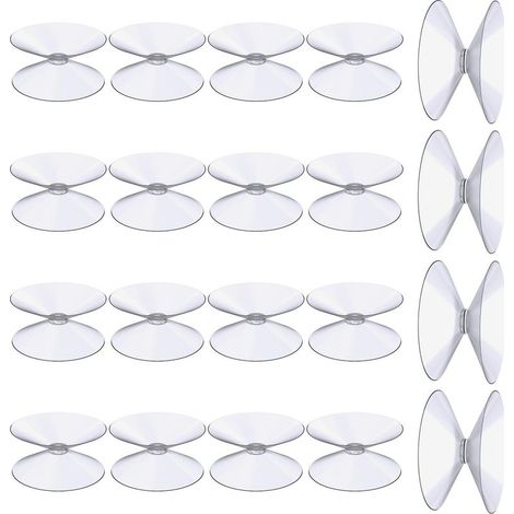 Ventouses Double Face, 20 Pièces 3 cm Ventouses Transparentes, Extra Fortes PVC Plastique Suspension Rideau Isolant Ventouse pour Miroir De Table En Verre, Miroir de fenêtre de salle (1/5)