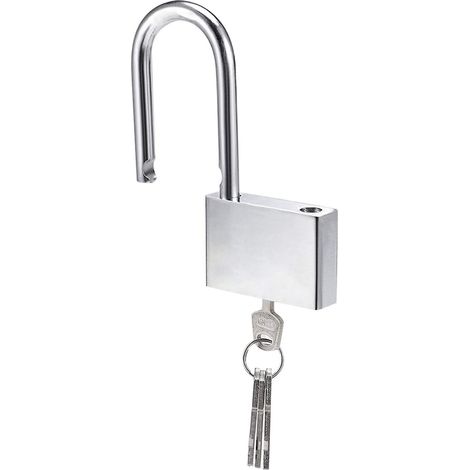 Cadenas à anse longue de 50 mm en acier trempé avec 3 clés pour une utilisation extérieure - Idéal pour les casiers, les garages, les clôtures et les jardins (1/5)